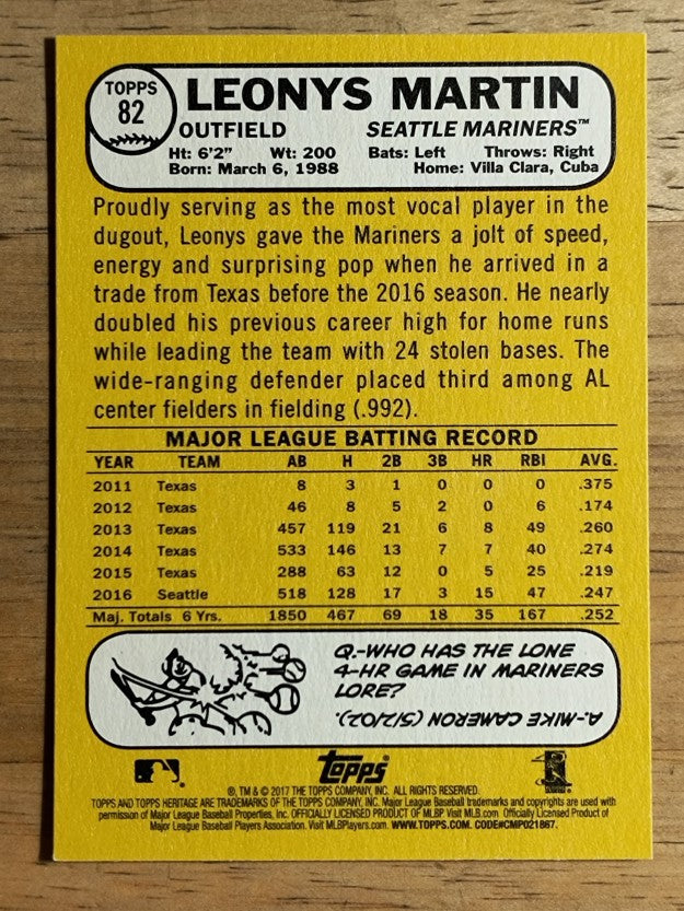 2017 Topps Heritage #82 Leonys Martin