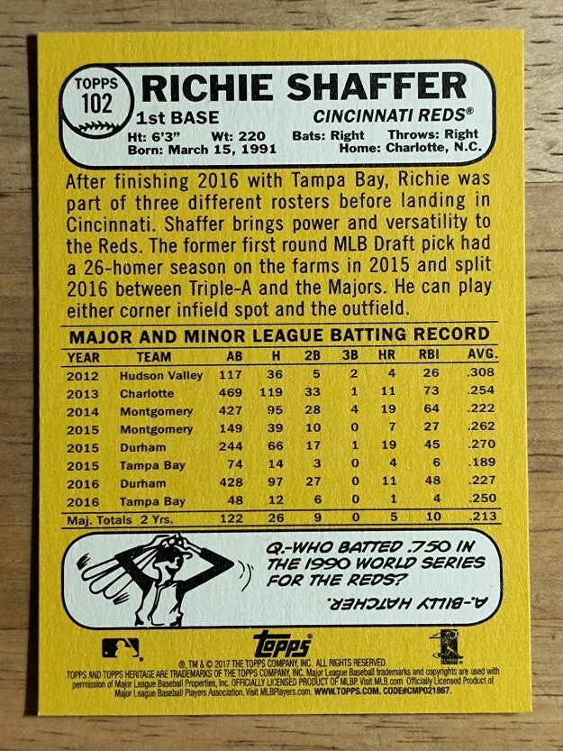 2017 Topps Heritage #102 Richie Shaffer