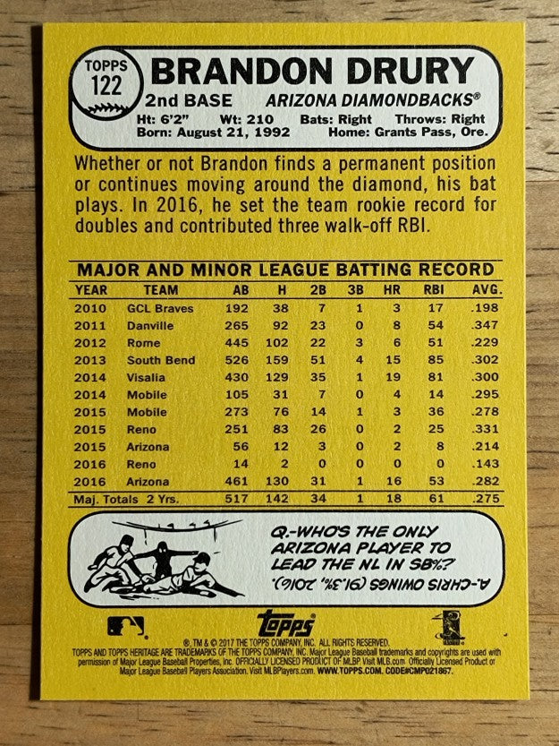 2017 Topps Heritage #122 Brandon Drury
