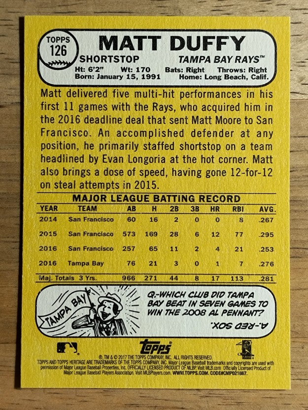 2017 Topps Heritage #126 Matt Duffy