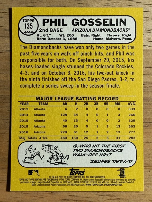 2017 Topps Heritage #135 Phil Gosselin
