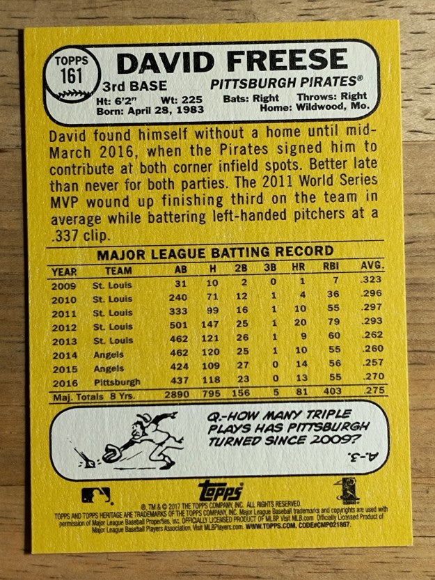2017 Topps Heritage #161 David Freese