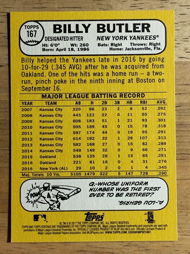 2017 Topps Heritage #167 Billy Butler