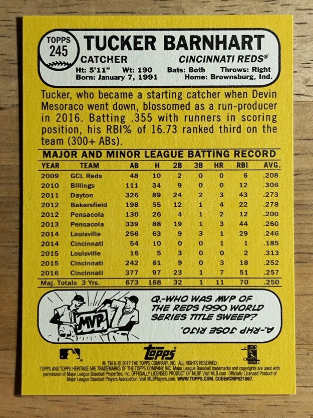 2017 Topps Heritage #245 Tucker Barnhart