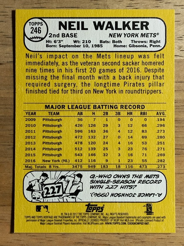 2017 Topps Heritage #246 Neil Walker