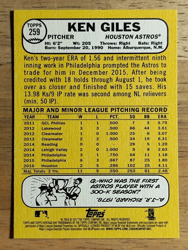 2017 Topps Heritage #259 Ken Giles