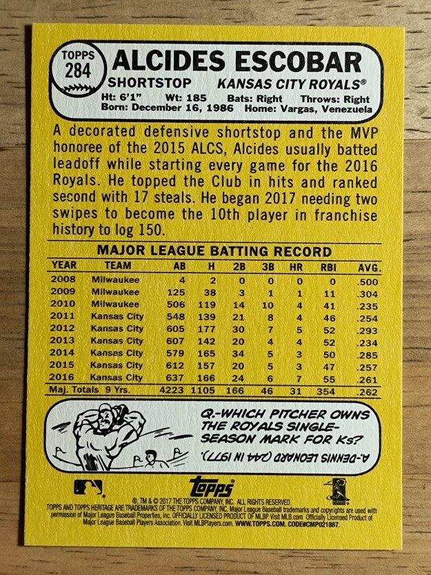 2017 Topps Heritage #284 Alcides Escobar
