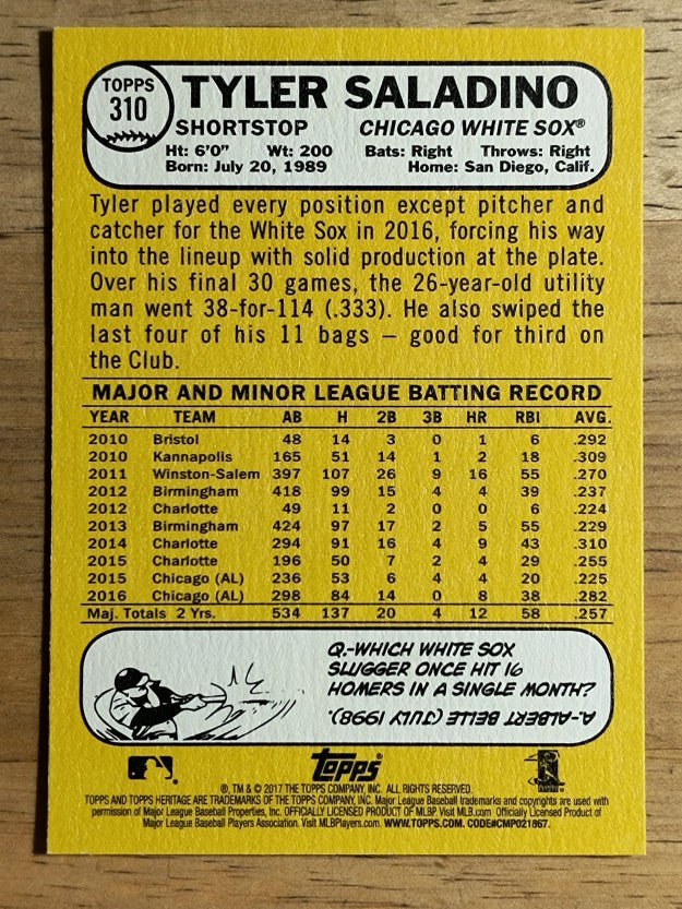 2017 Topps Heritage #310 Tyler Saladino