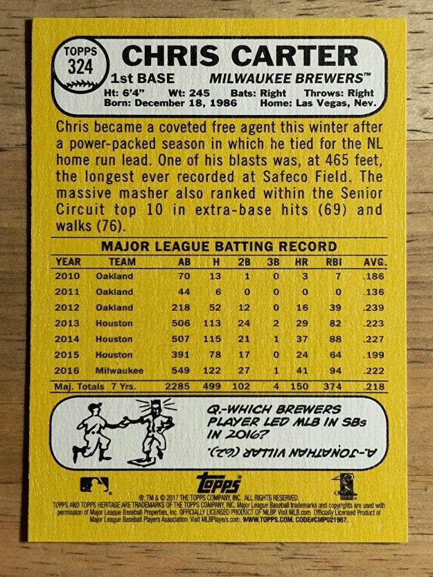2017 Topps Heritage #324 Chris Carter