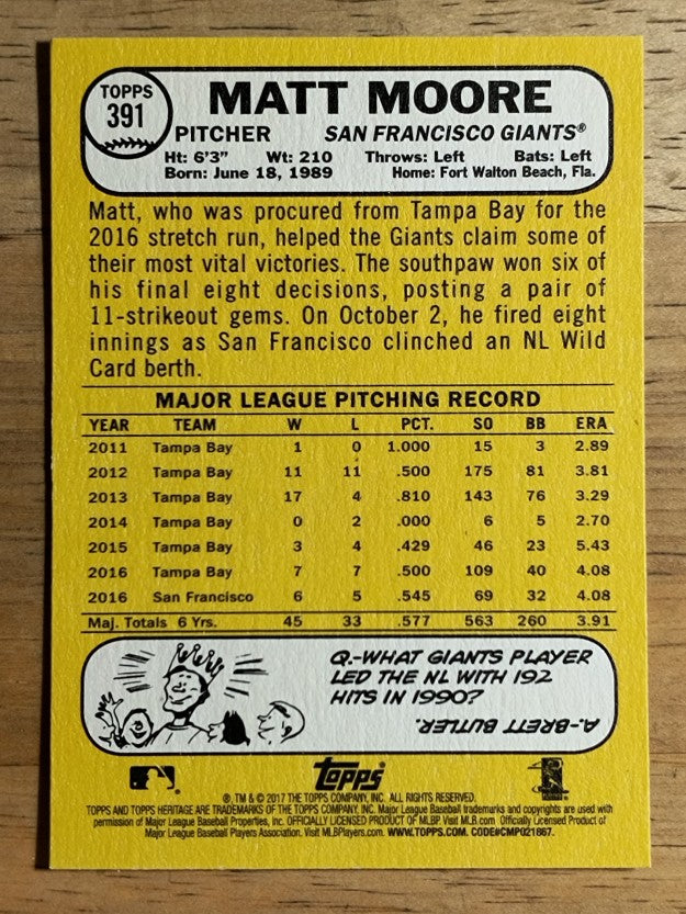 2017 Topps Heritage #391 Matt Moore