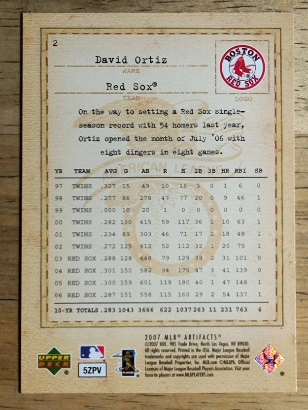 2007 Artifacts #2 David Ortiz