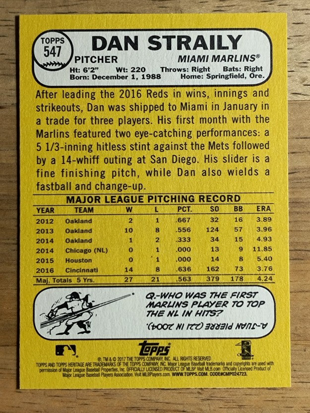 2017 Topps Heritage #547A Dan Straily