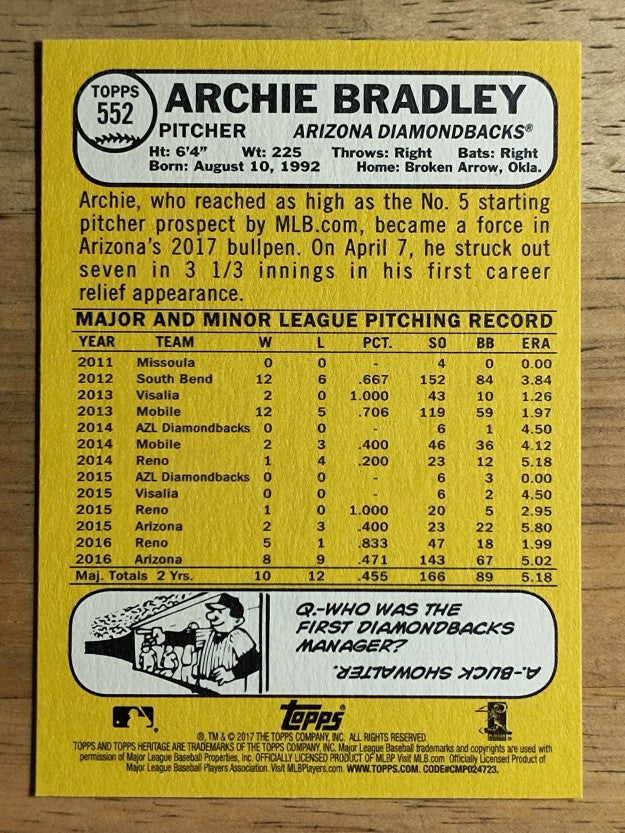 2017 Topps Heritage #552 Archie Bradley