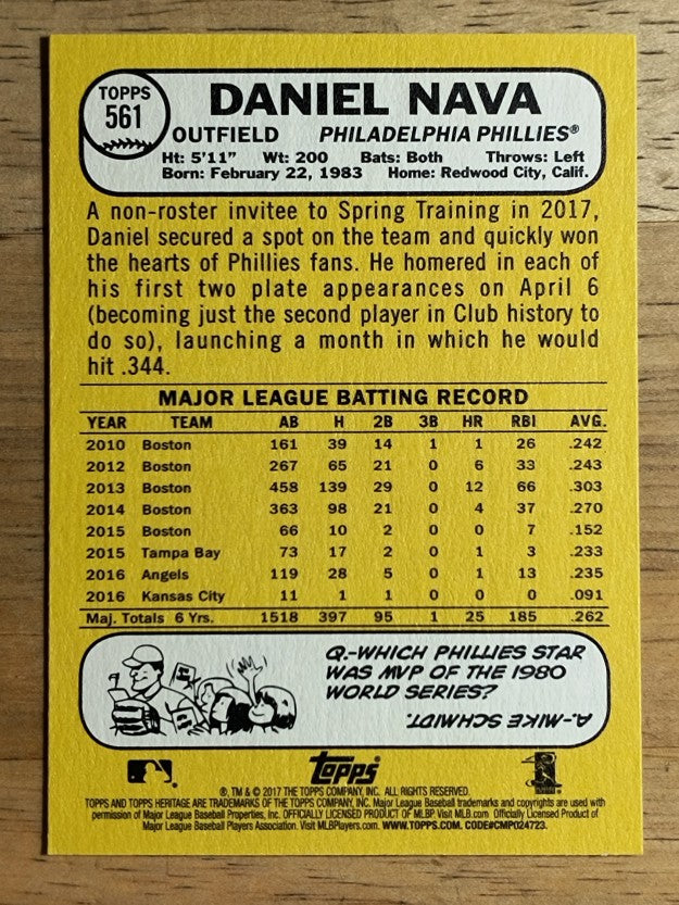 2017 Topps Heritage #561 Daniel Nava