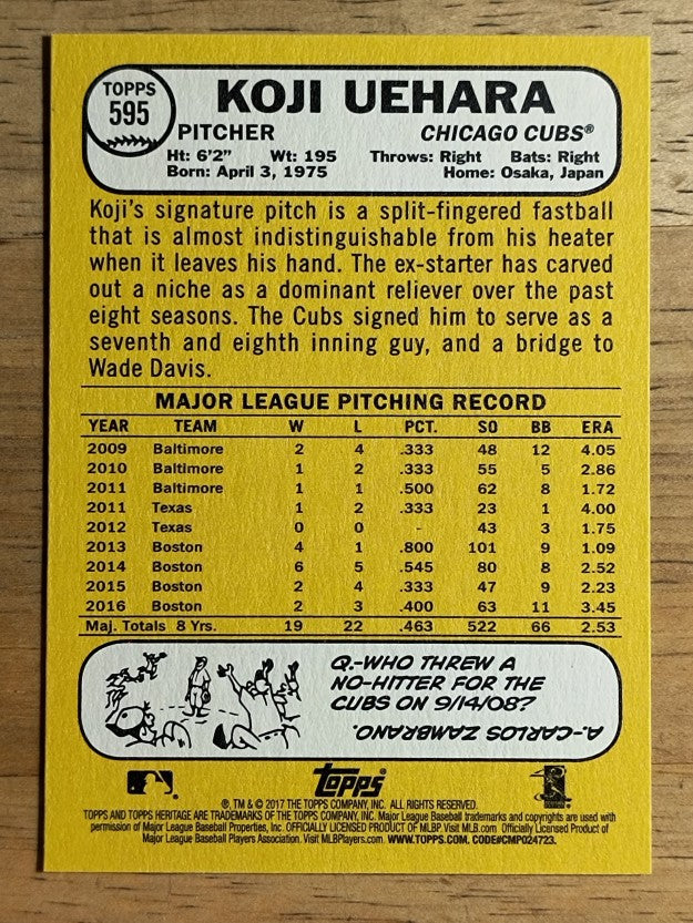 2017 Topps Heritage #595 Koji Uehara