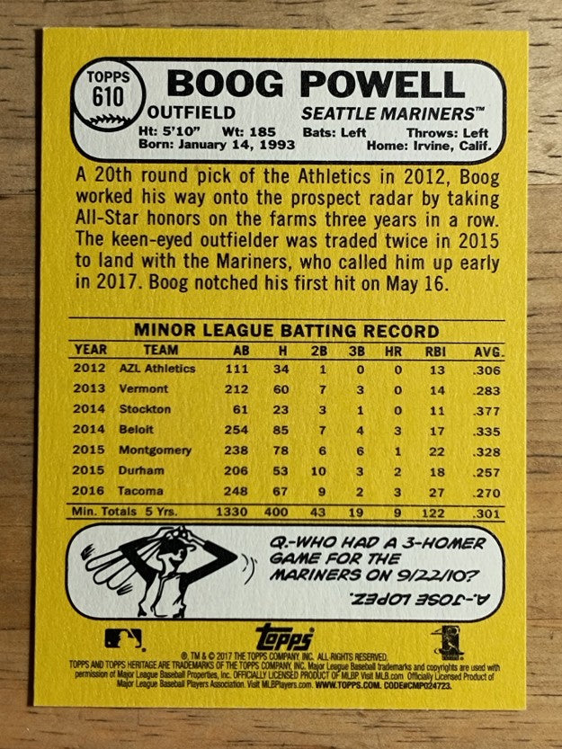 2017 Topps Heritage #610 Boog Powell RC