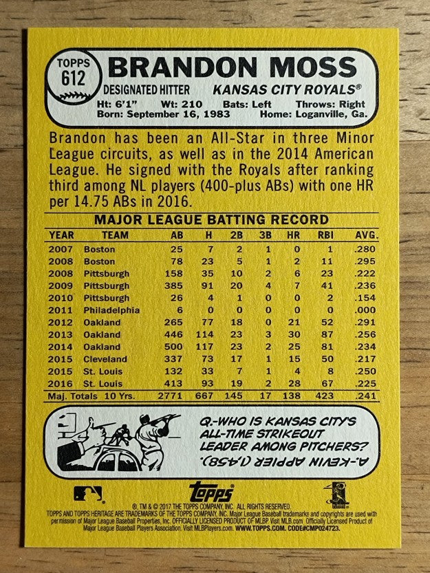 2017 Topps Heritage #612 Brandon Moss