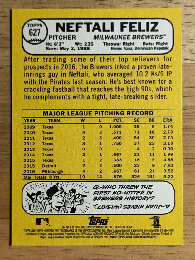 2017 Topps Heritage #627 Neftali Feliz