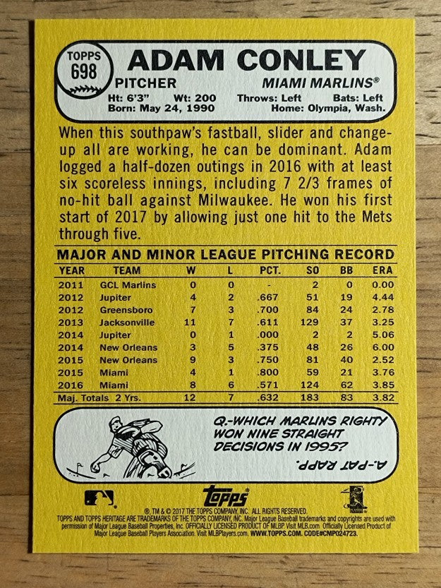 2017 Topps Heritage #698 Adam Conley
