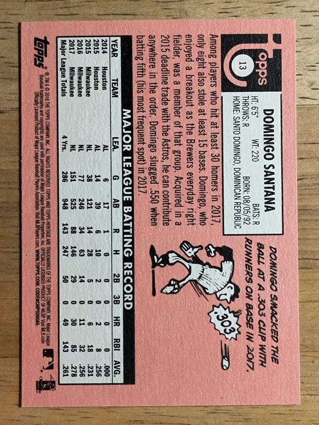 2018 Topps Heritage #13 Domingo Santana