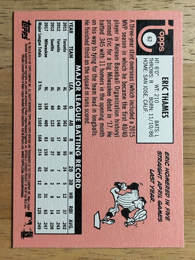 2018 Topps Heritage #62 Eric Thames