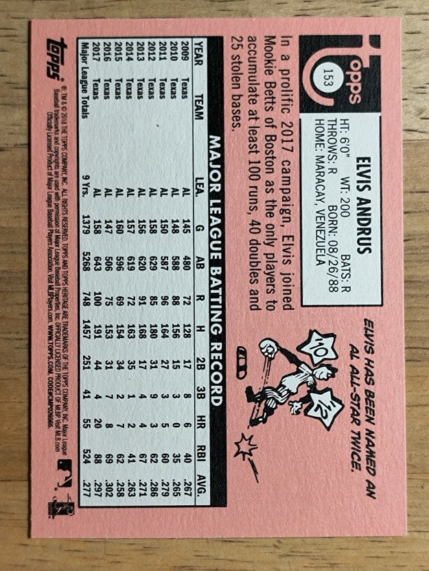 2018 Topps Heritage #153 Elvis Andrus