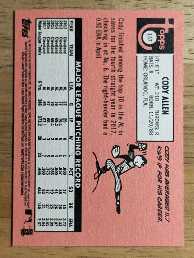 2018 Topps Heritage #157 Cody Allen