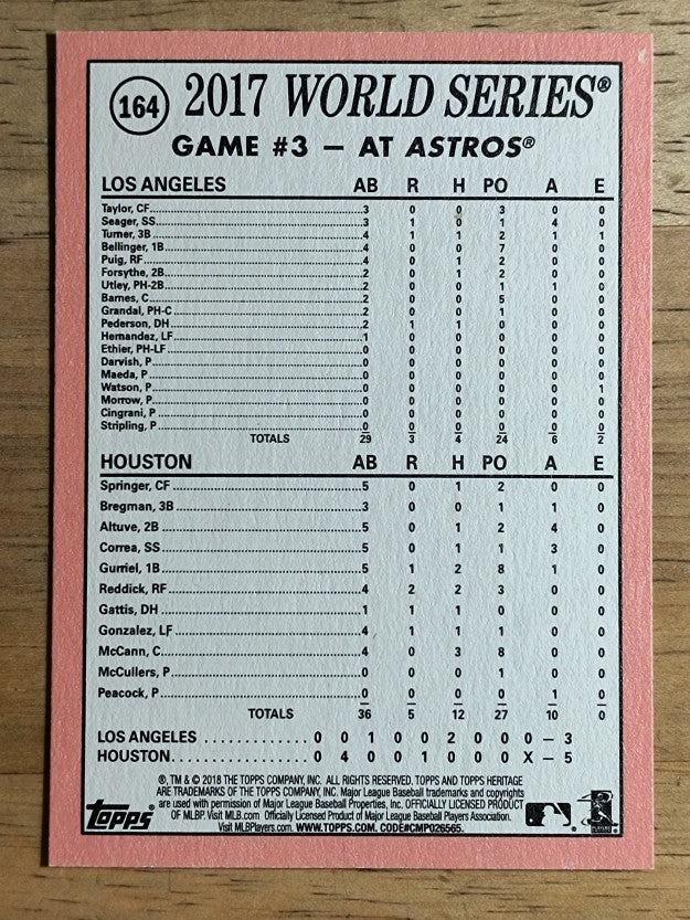 2018 Topps Heritage #164 Lance McCullers/Brad Peacock WS HL/Game 3