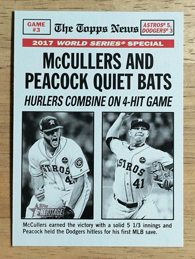 2018 Topps Heritage #164 Lance McCullers/Brad Peacock WS HL/Game 3