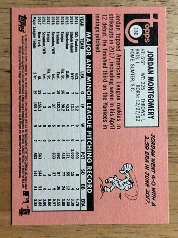 2018 Topps Heritage #180 Jordan Montgomery