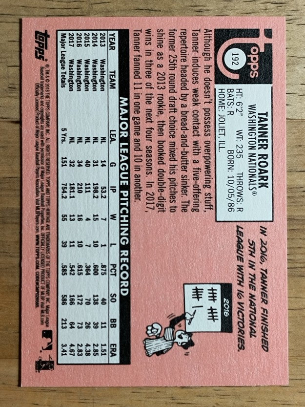 2018 Topps Heritage #192 Tanner Roark