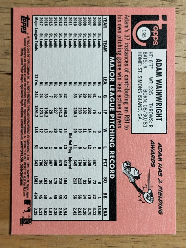 2018 Topps Heritage #195 Adam Wainwright