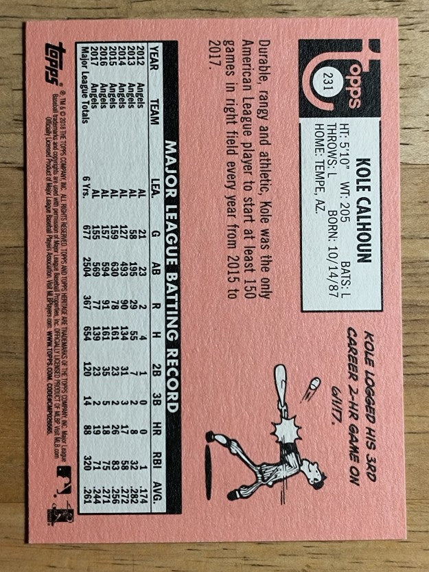 2018 Topps Heritage #231 Kole Calhoun