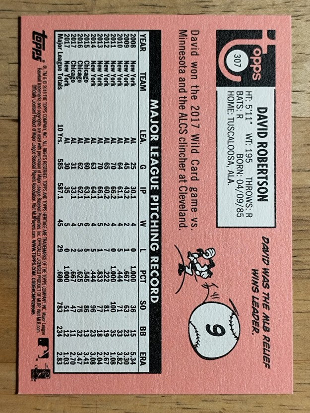 2018 Topps Heritage #307 David Robertson