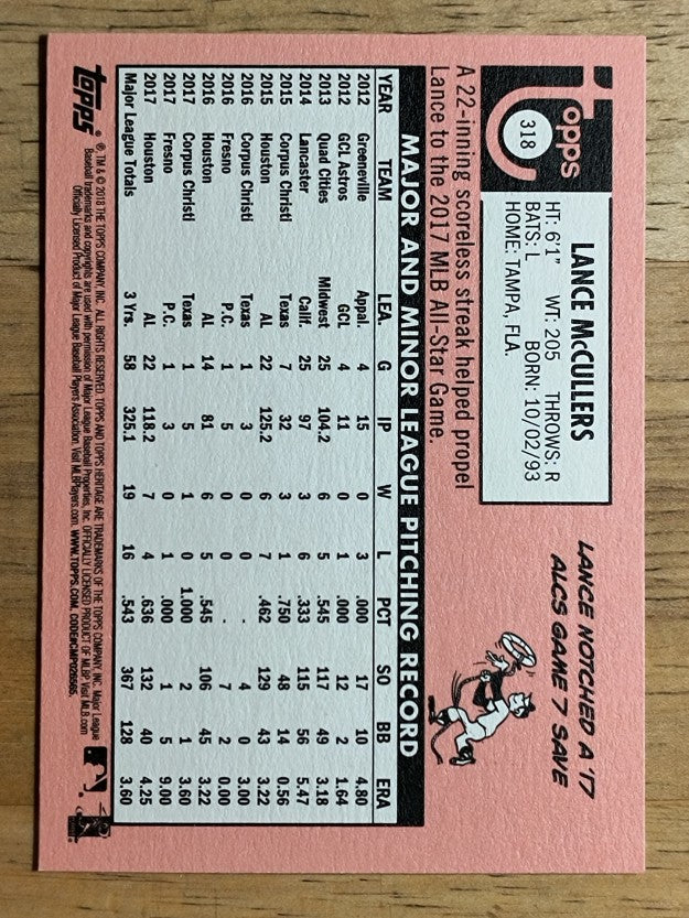 2018 Topps Heritage #318 Lance McCullers