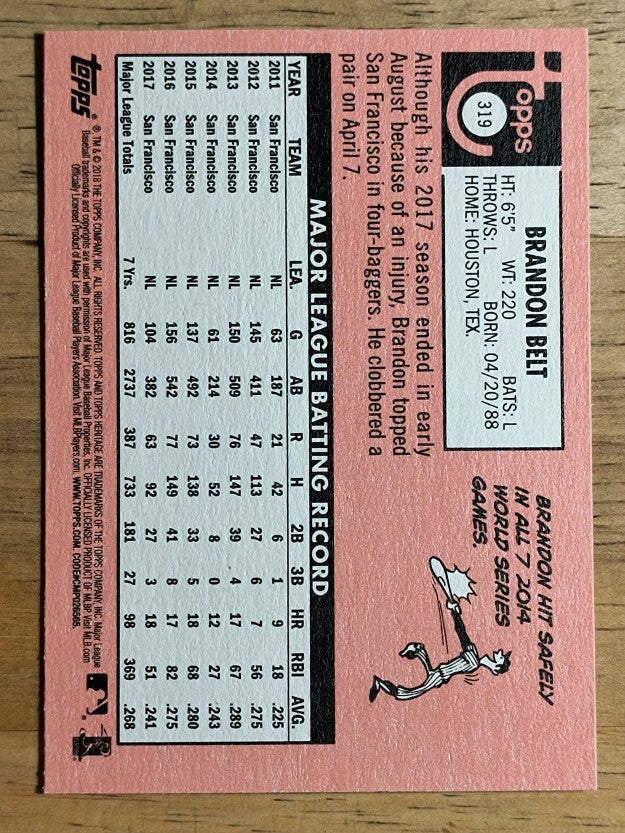 2018 Topps Heritage #319 Brandon Belt