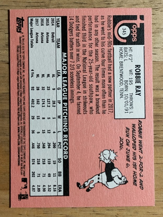 2018 Topps Heritage #345 Robbie Ray