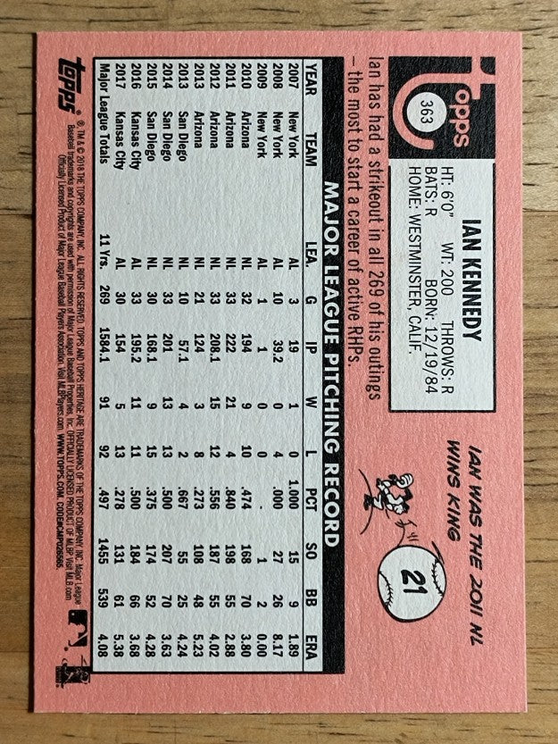 2018 Topps Heritage #363 Ian Kennedy