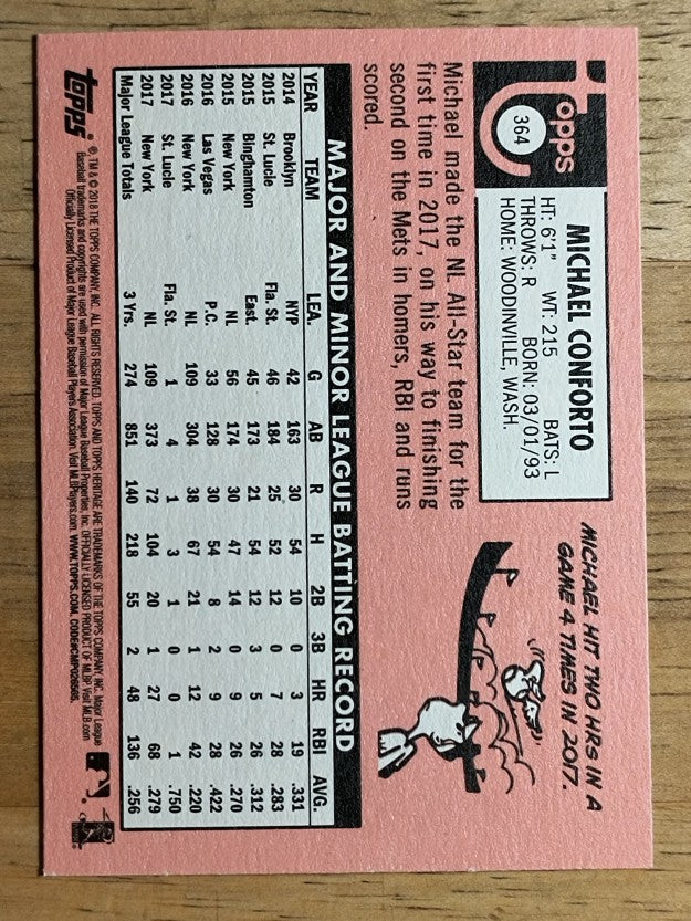 2018 Topps Heritage #364 Michael Conforto