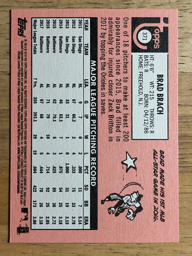 2018 Topps Heritage #371 Brad Brach