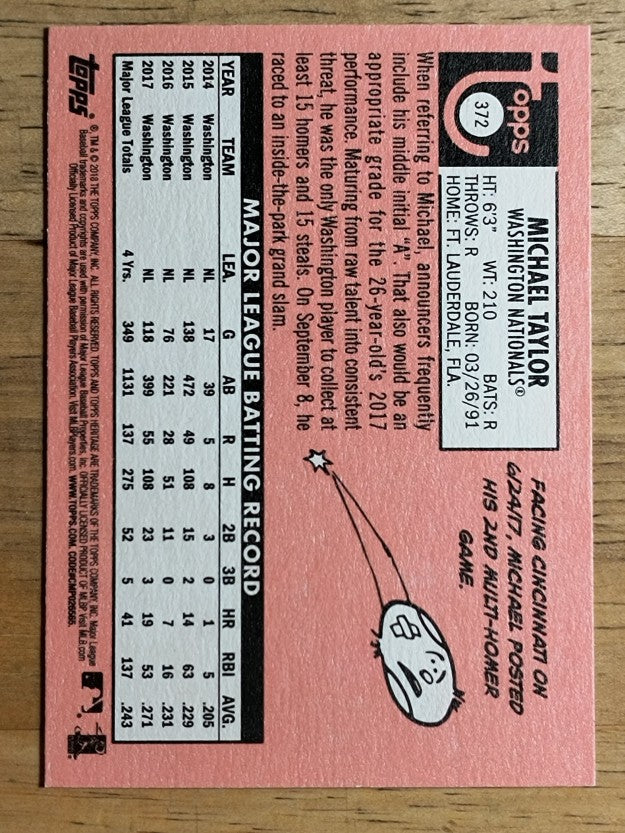2018 Topps Heritage #372 Michael Taylor
