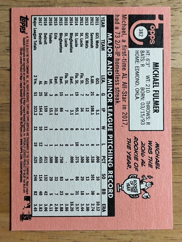 2018 Topps Heritage #382 Michael Fulmer