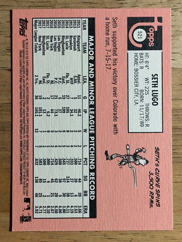 2018 Topps Heritage #521 Seth Lugo