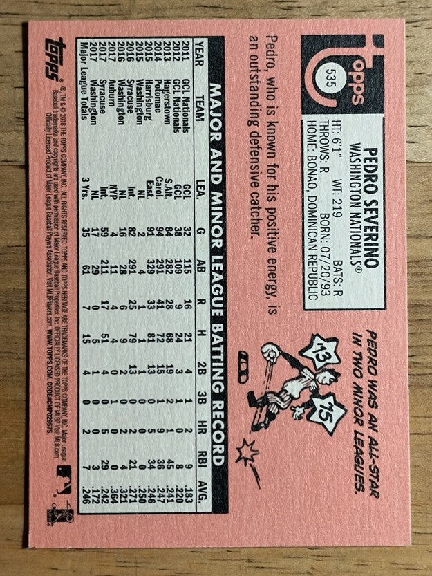 2018 Topps Heritage #535 Pedro Severino