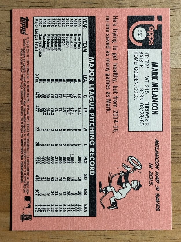 2018 Topps Heritage #553 Mark Melancon