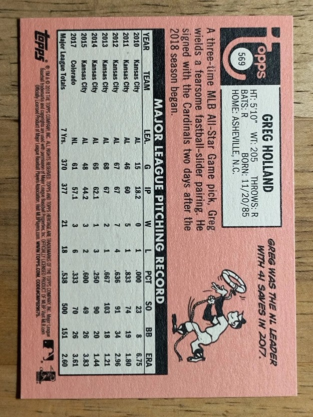 2018 Topps Heritage #569 Greg Holland