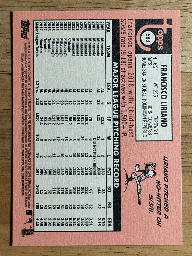 2018 Topps Heritage #583 Francisco Liriano