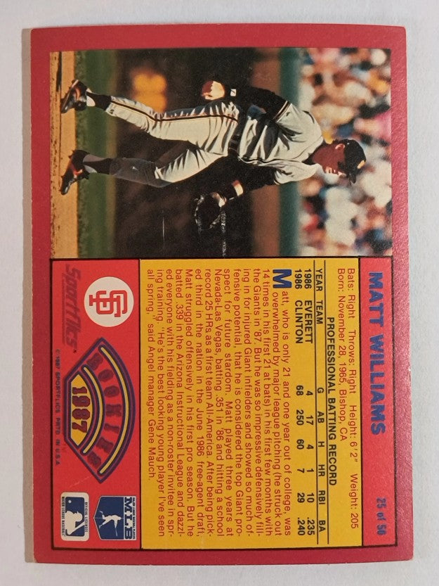 1987 Sportflics Rookies I #25 Matt Williams
