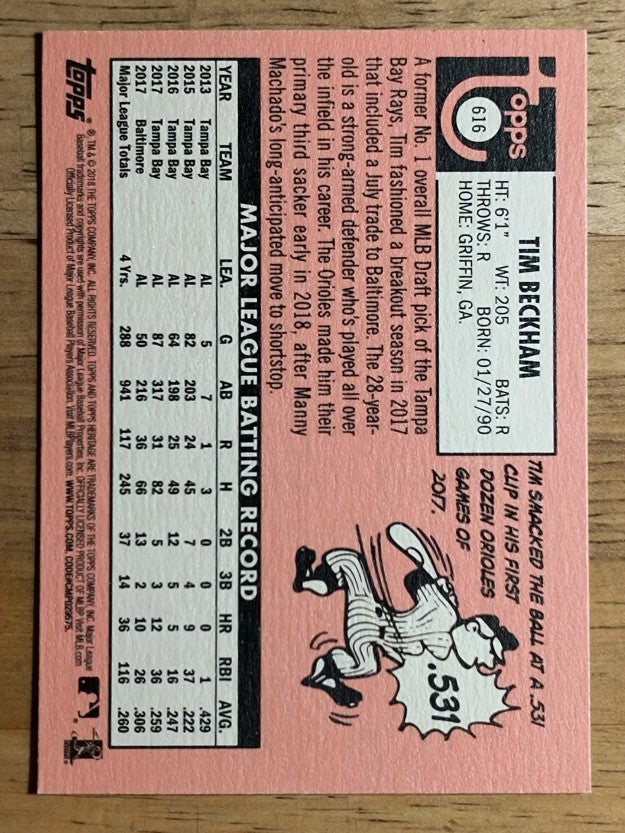 2018 Topps Heritage #616 Tim Beckham