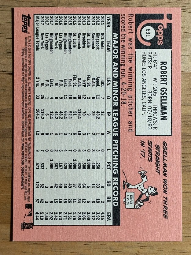 2018 Topps Heritage #631 Robert Gsellman
